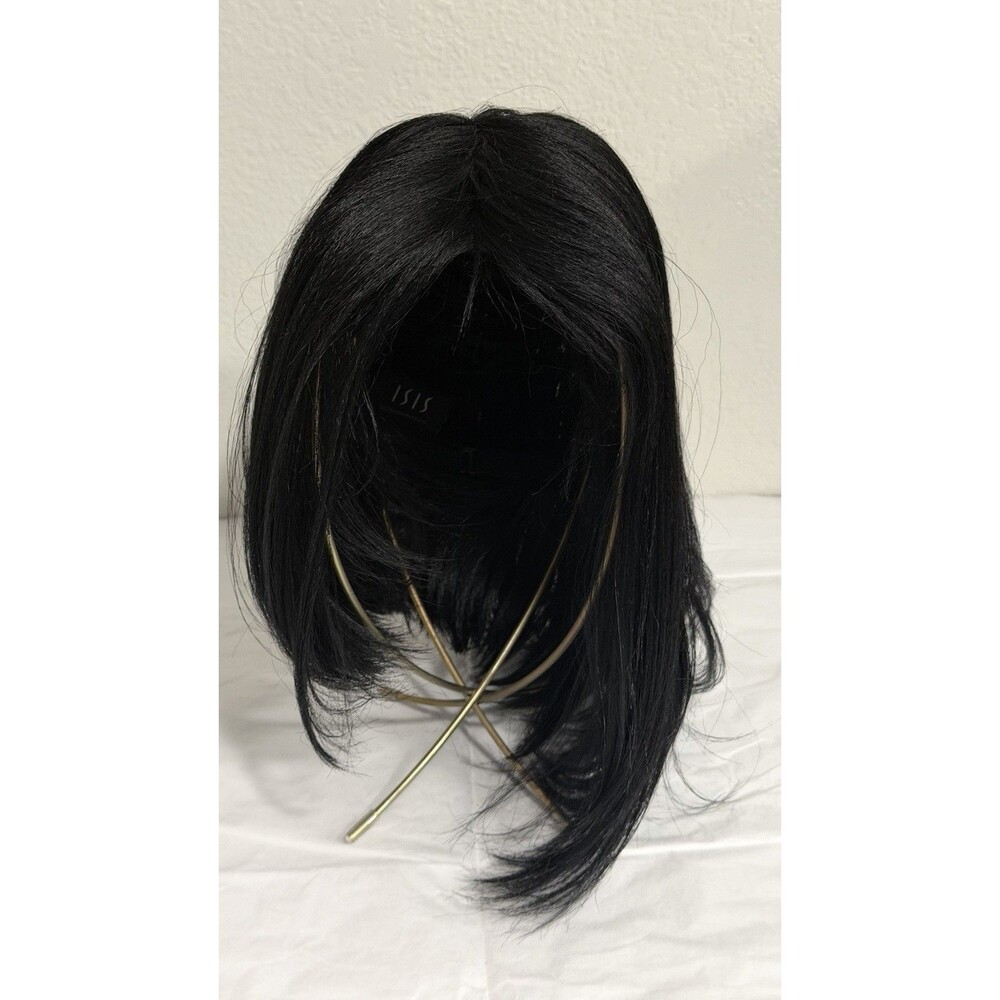 ISIS Collections Black Bob Wig Synthetic Hair Middle Part Adjustable Cap